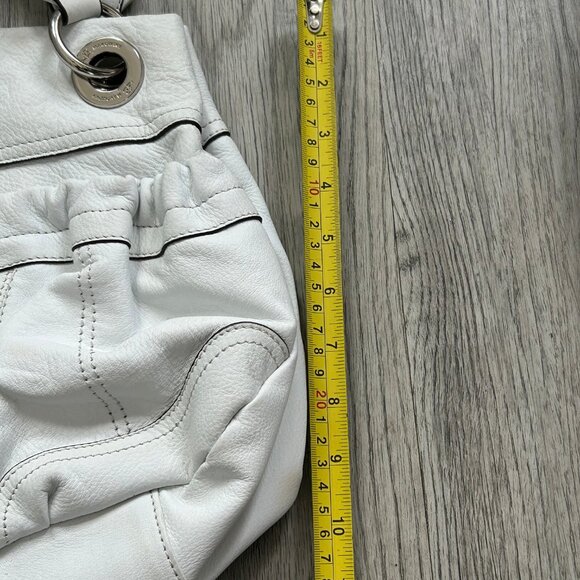 B. Makowsky White Leather Shoulder Bag Leopard Lining Boho Chic L - Picture 9 of 10